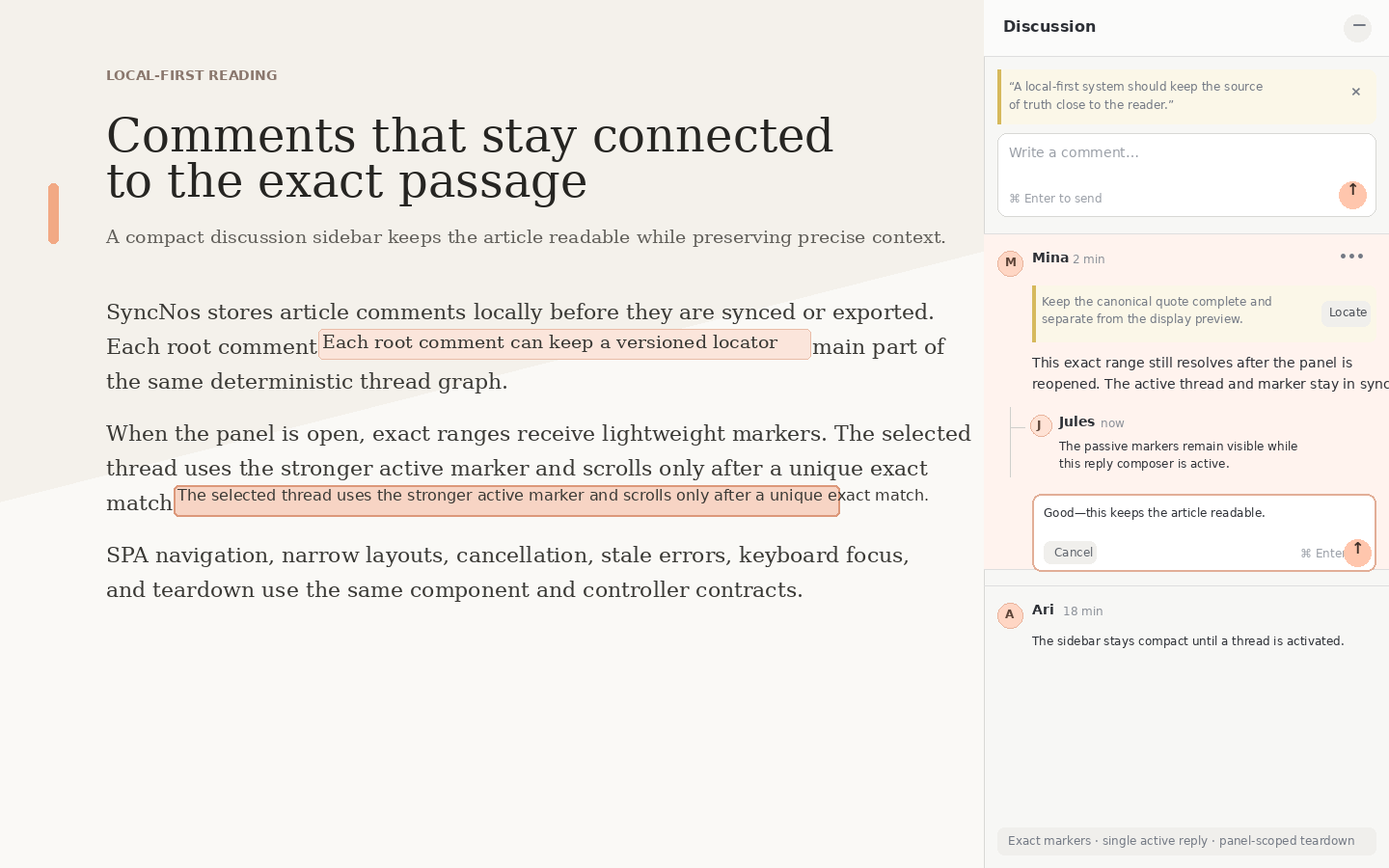 SyncNos article discussion sidebar